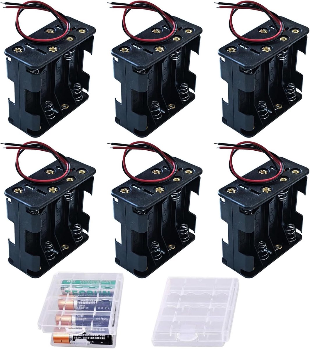 8 x 1.5 VAA battery inserts 12 V, 6 pieces, with connection cable - ShopVlot