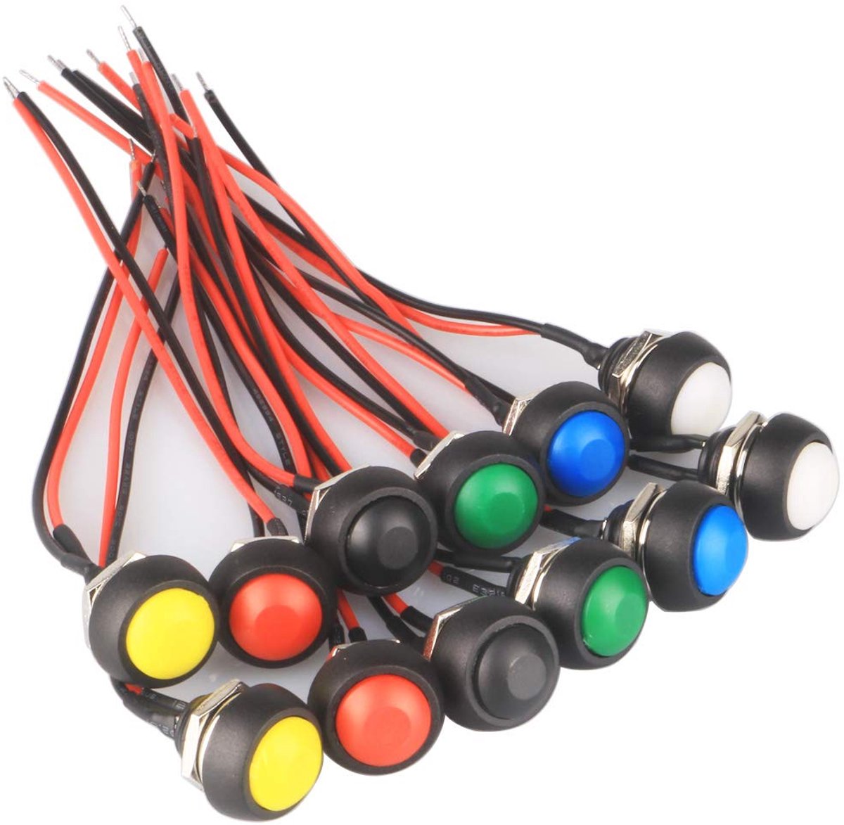 GTIWUNG 12pcs Mini Momentary Push Button Switches with Wire, 12mm Instantaneous Push Switch, Mini Push Button, On/Off - ShopVlot