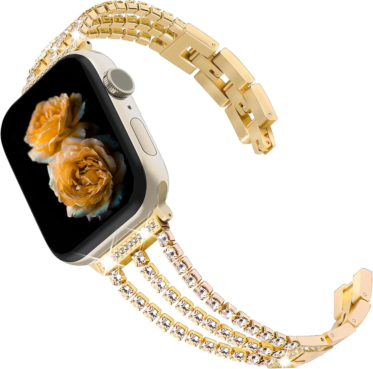 Glittering Rhinestone Strap Compatible with Apple Watch Ultra3/2/1 SE3/2/1 Series11/10/9/8/7/6/5/4/3/2/1,Safe - ShopVlot
