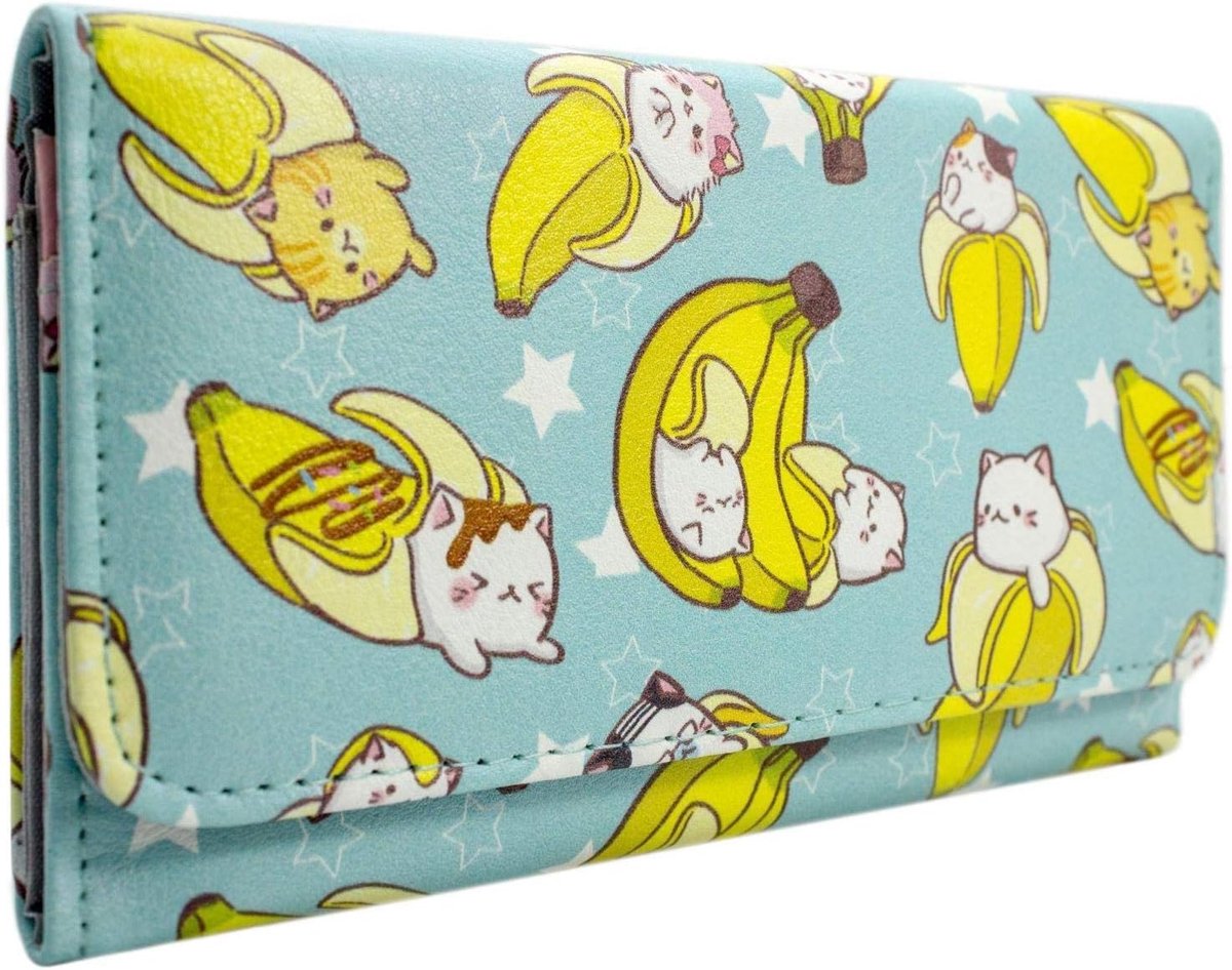 Bananya Anime Banana Cat Wallet Handbag Blue - ShopVlot