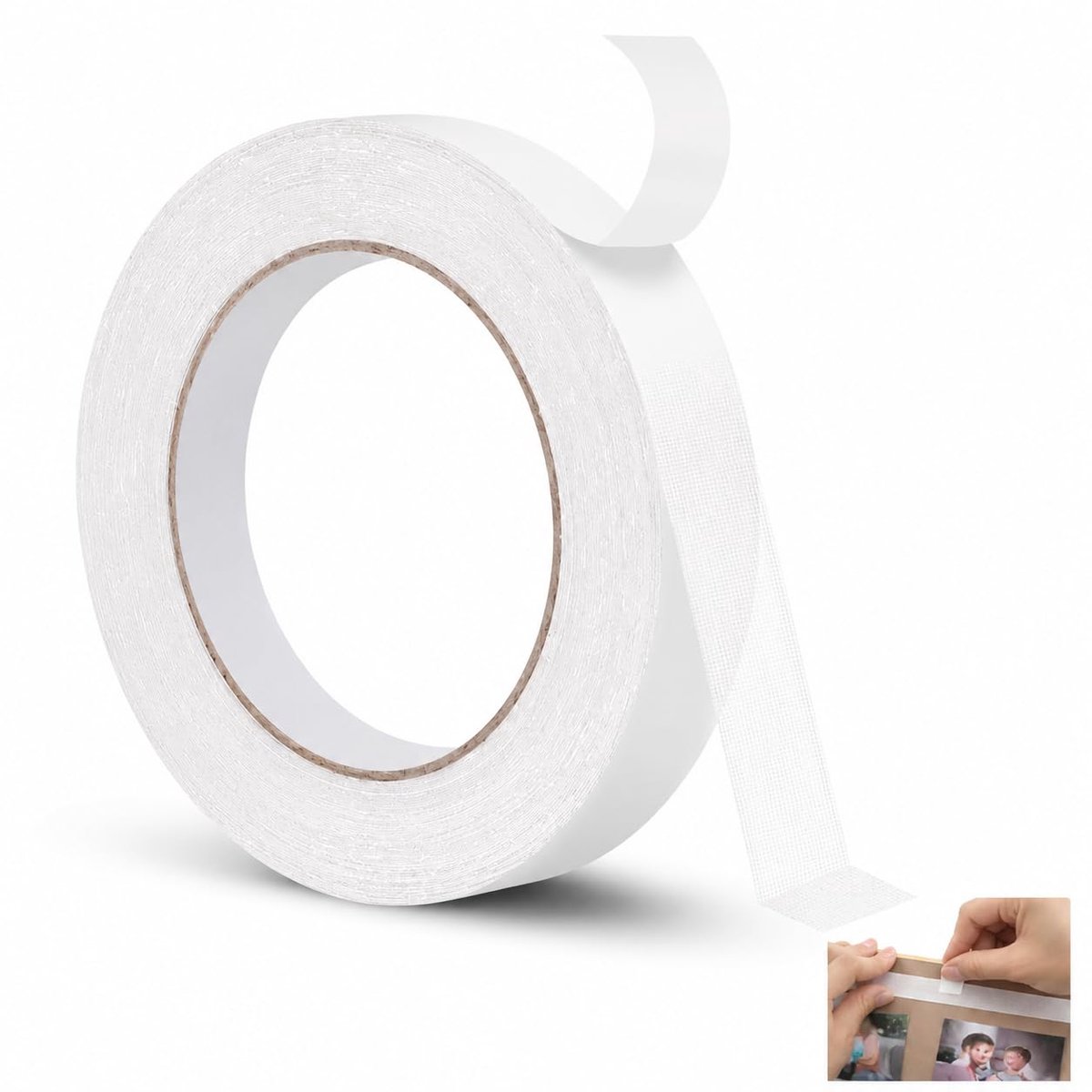 20 m dubbelzijdig plakband van stof, 2 cm x 20 m, transparante bevestigingsband, opstrijkbare band, zoom voor - ShopVlot