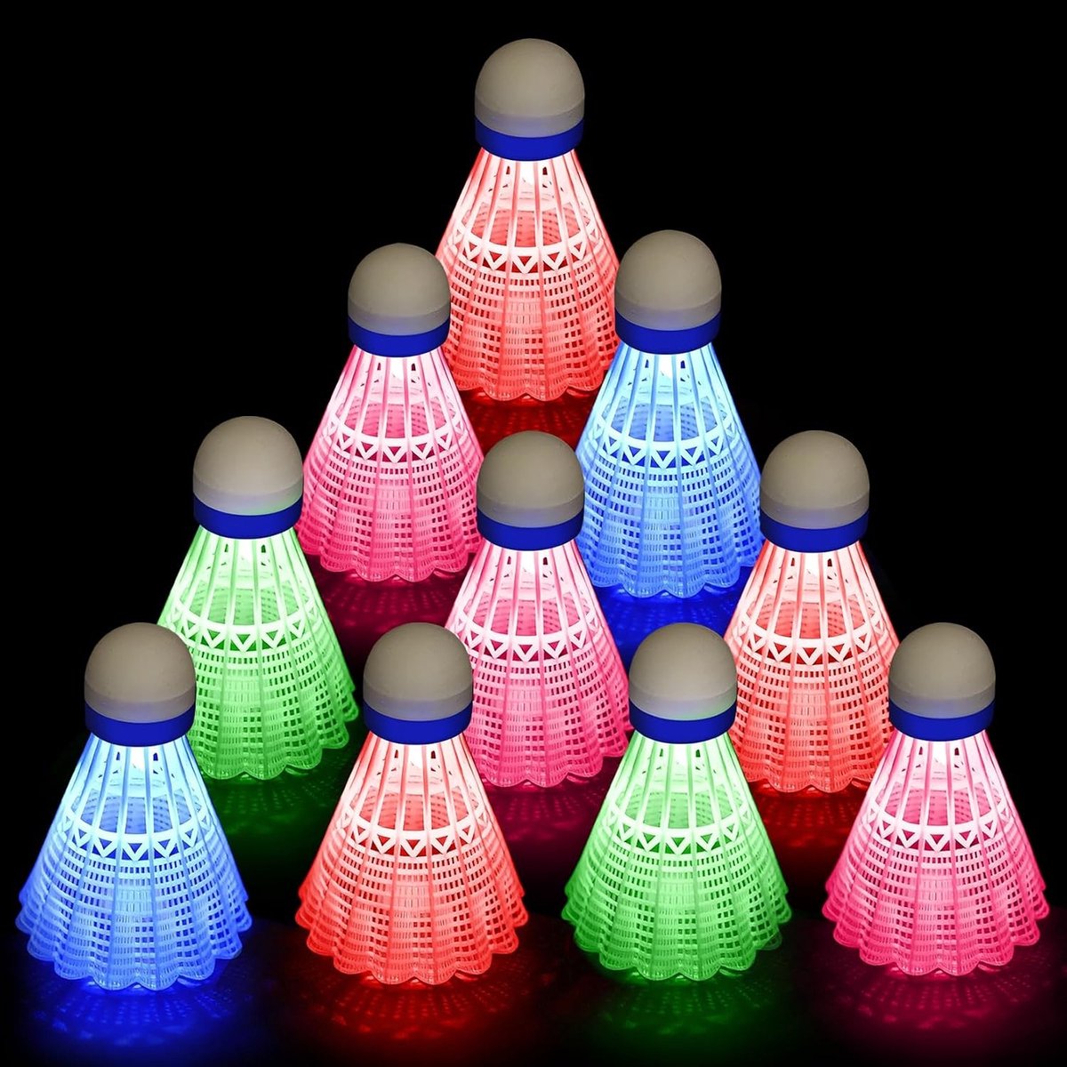 Nylon veerballen met LED-licht, 10 stuks - Badmintonballen voor sporttraining en recreatie