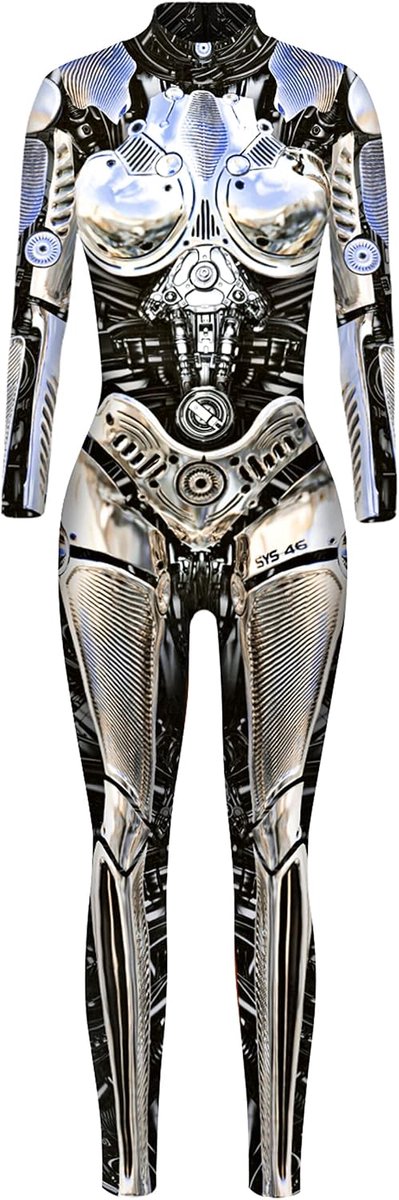 Halloween kostuum vrouwen skelet catsuit S M L XL - stretchmateriaal - leuke uitstraling - perfect voor feestjes - ShopVlot