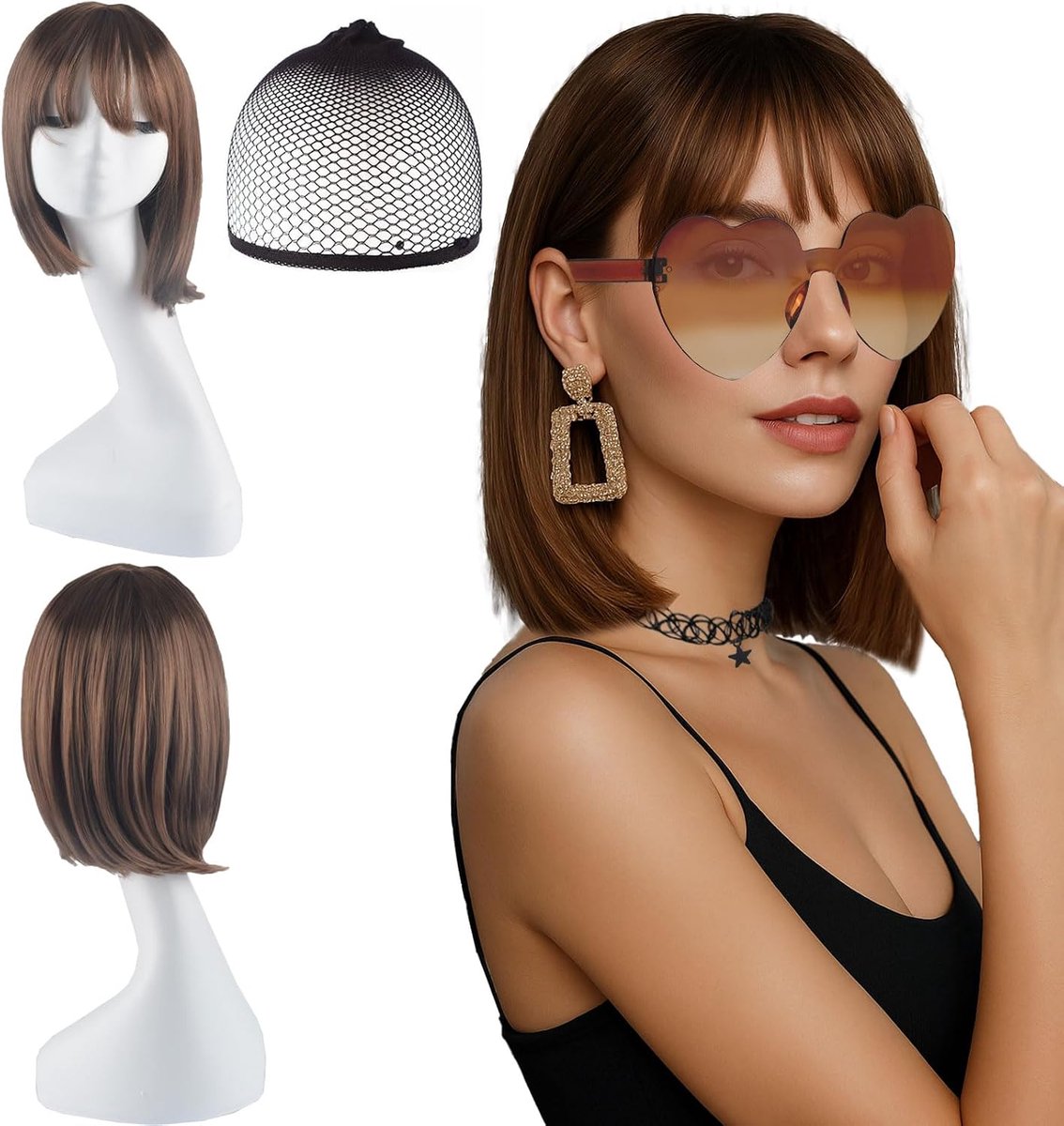 Korte bob-kapsels per set van 4 - synthetisch haar - natuurlijk en elegant - perfect voor feesten - ShopVlot