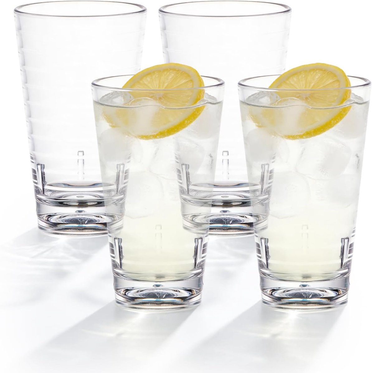 Plastic drinkglazen set van 4 - stapelbare kunststof glazen - shatterproof - ideaal voor thuis en op de camping - ShopVlot