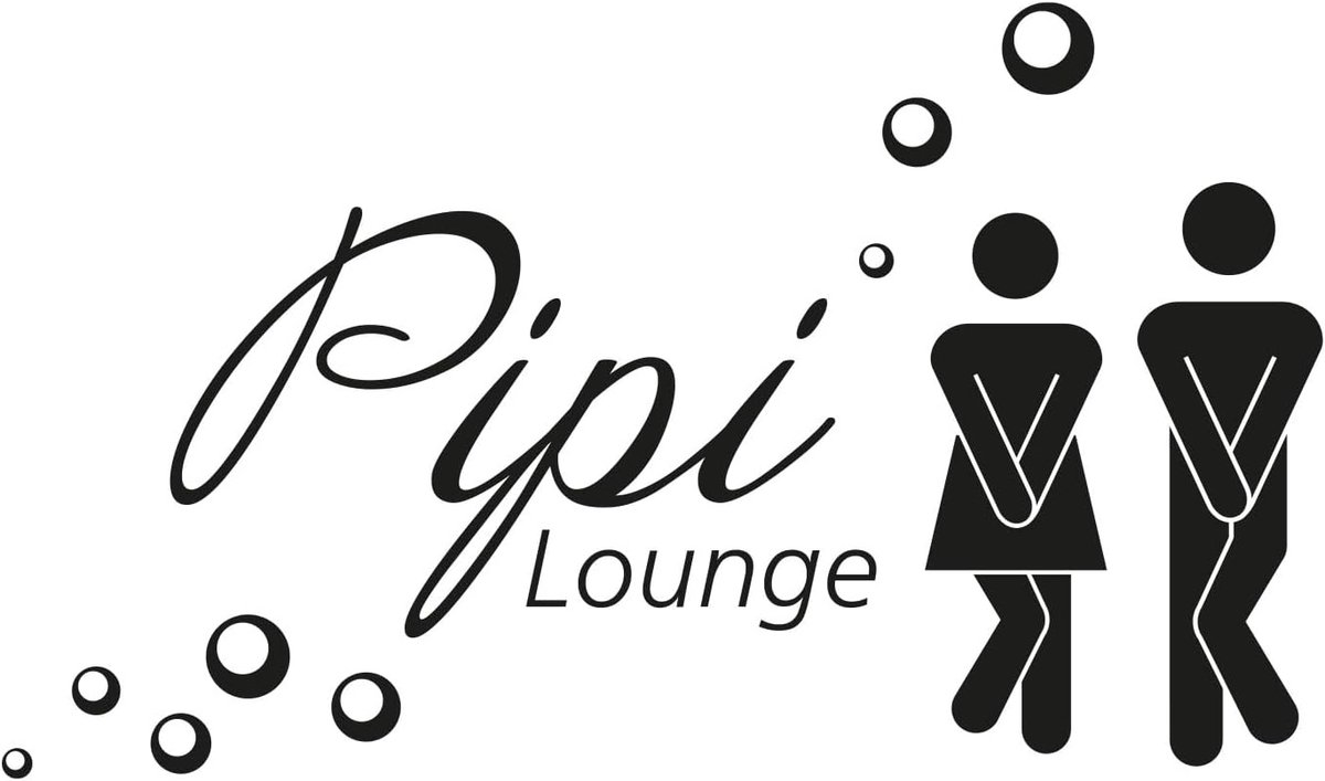 Toiletdeur sticker Pipi Lounge zwart - zelfklevende folie - UV- en weerbestendig - voor toilet aanduiding - ShopVlot