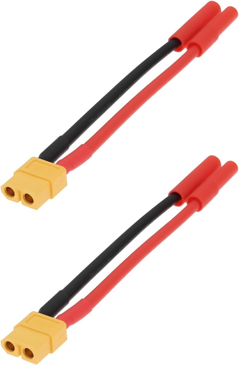 Adapter 4mm HXT naar XT60 - 12AWG - 60A - ideaal voor LiPo batterijprojecten - ShopVlot