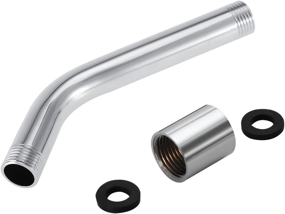 Douchekop Verlengbuis 16,5 cm - RVS - G1/2 Draad - Comfortabel douchen voor lage installaties - ShopVlot