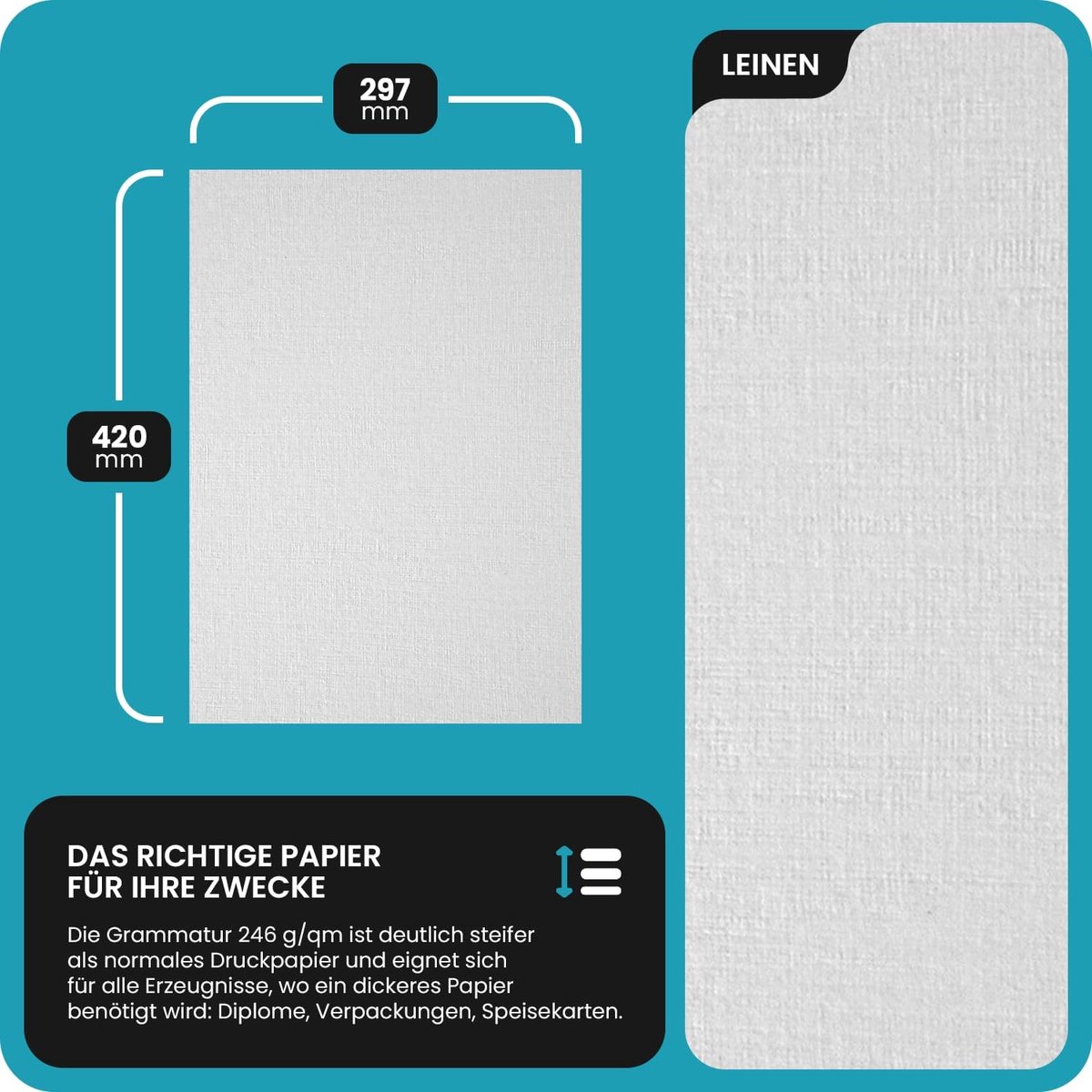 Papier A3 246 g/m² - Linnenstructuur - Geëmbosseerd - Geschikt voor uitnodigingen - ShopVlot