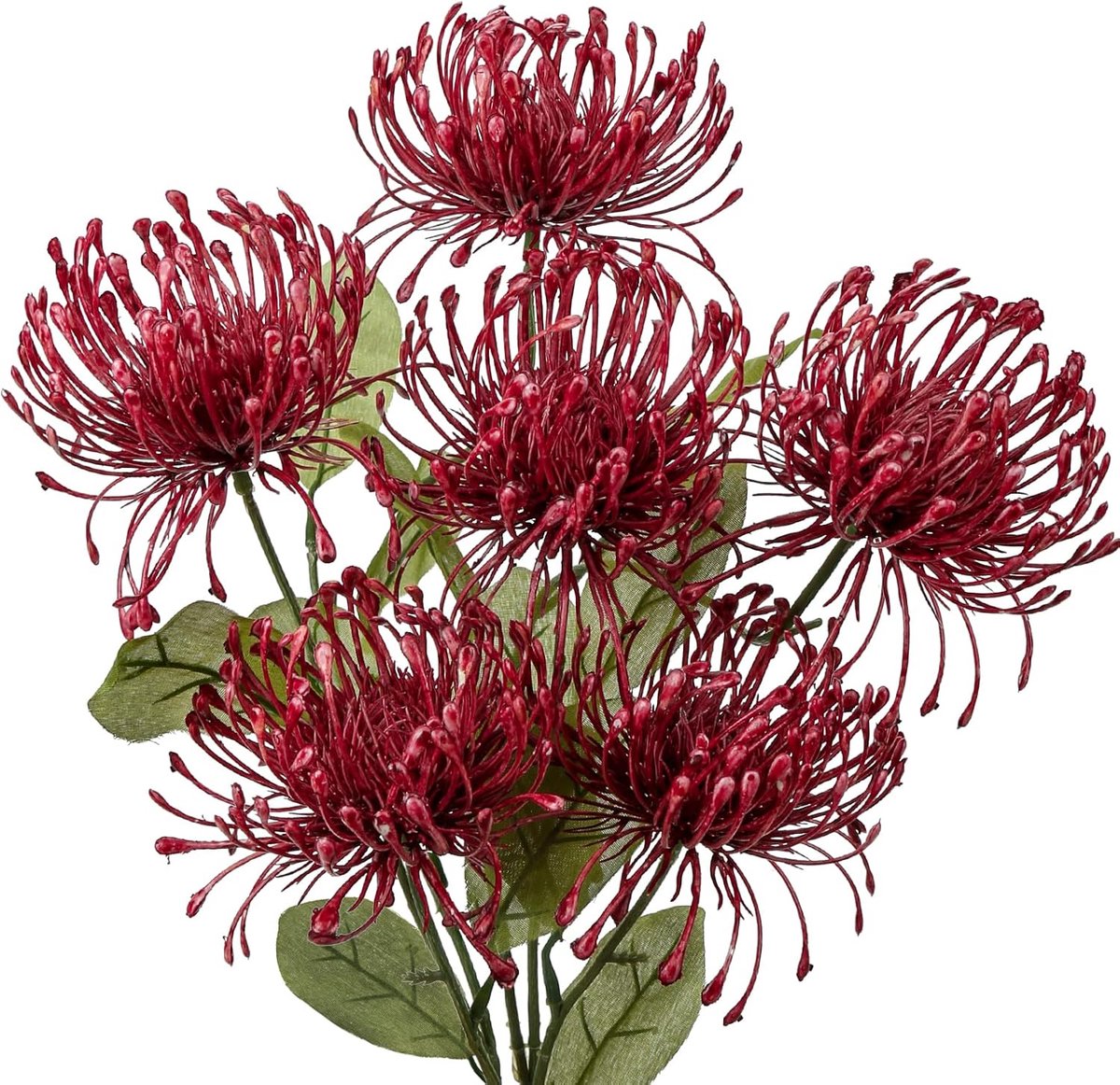 Kunstbloemen Chrysant 10cm - Rode Spider Chrysanten - 6 Bloemkoppen - Perfect voor Herfstdecoratie - ShopVlot