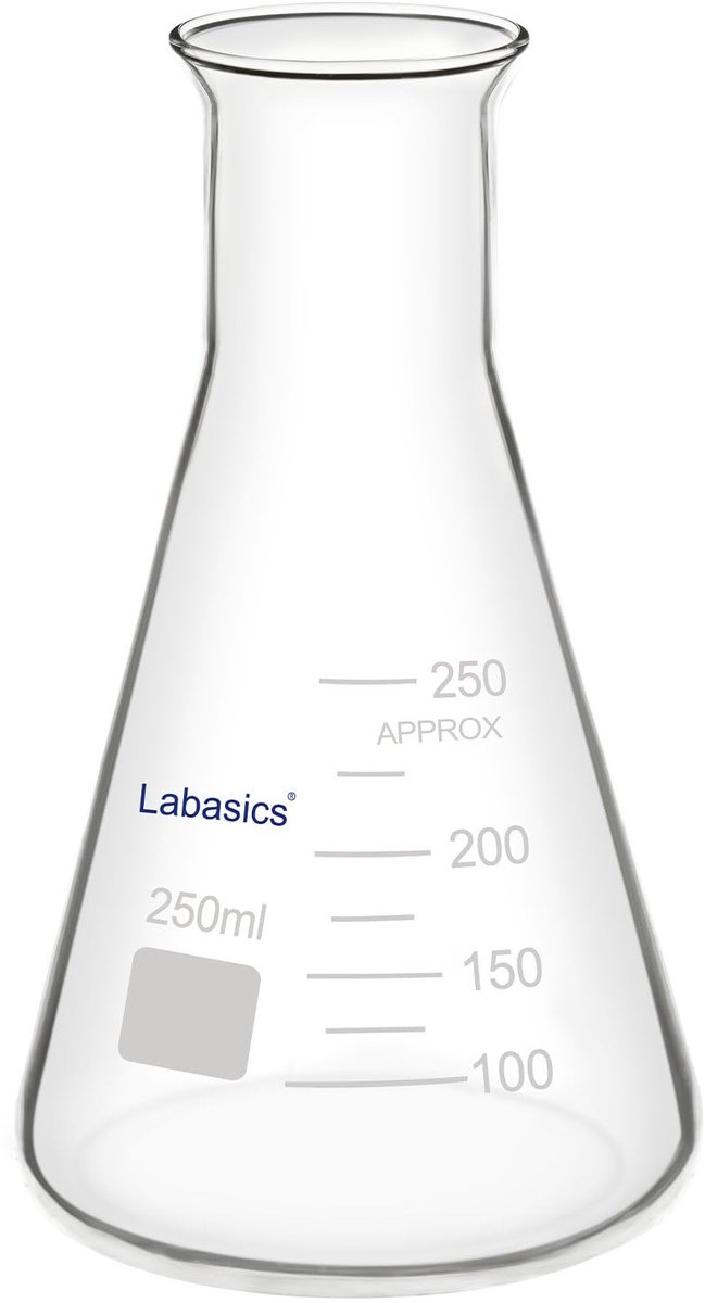 Erlenmeyer 250 ml - Borosilicaatglas - Robuuste rand - Ideaal voor laboratoriumwerk - ShopVlot