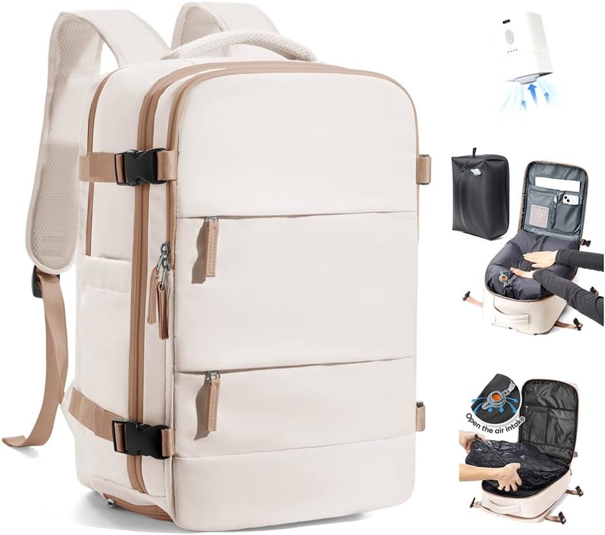 Rugzak met vacuümsysteem 40x30x20 - waterdicht - voor Ryanair handbagage - ideaal voor reizen - ShopVlot