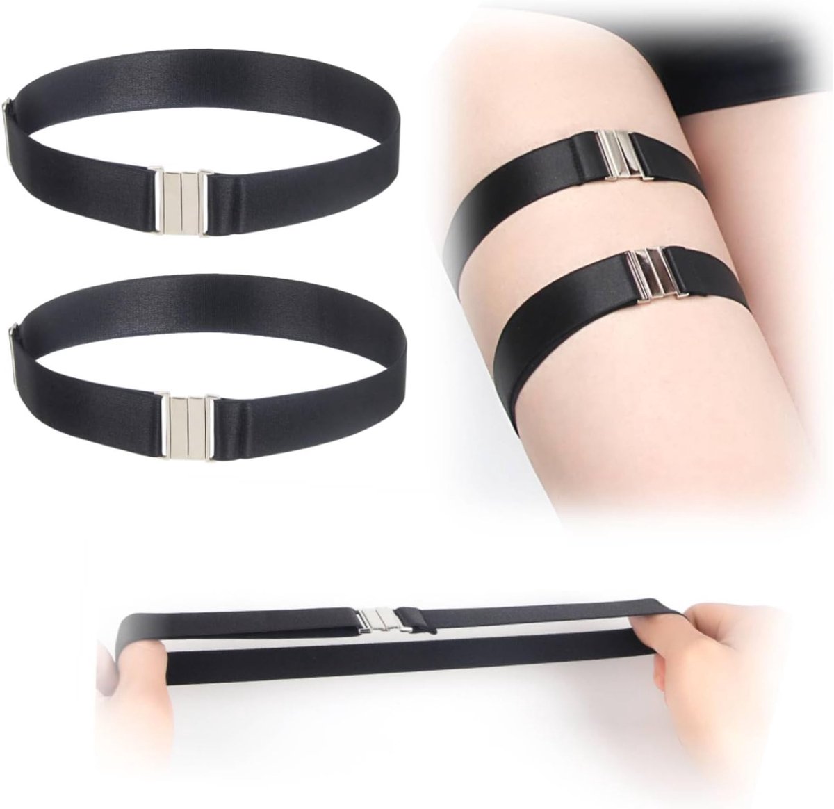 Thigh Garters 2 Stuks - Gothic PU - Zwart - Voor Cosplay en Feestjes - ShopVlot