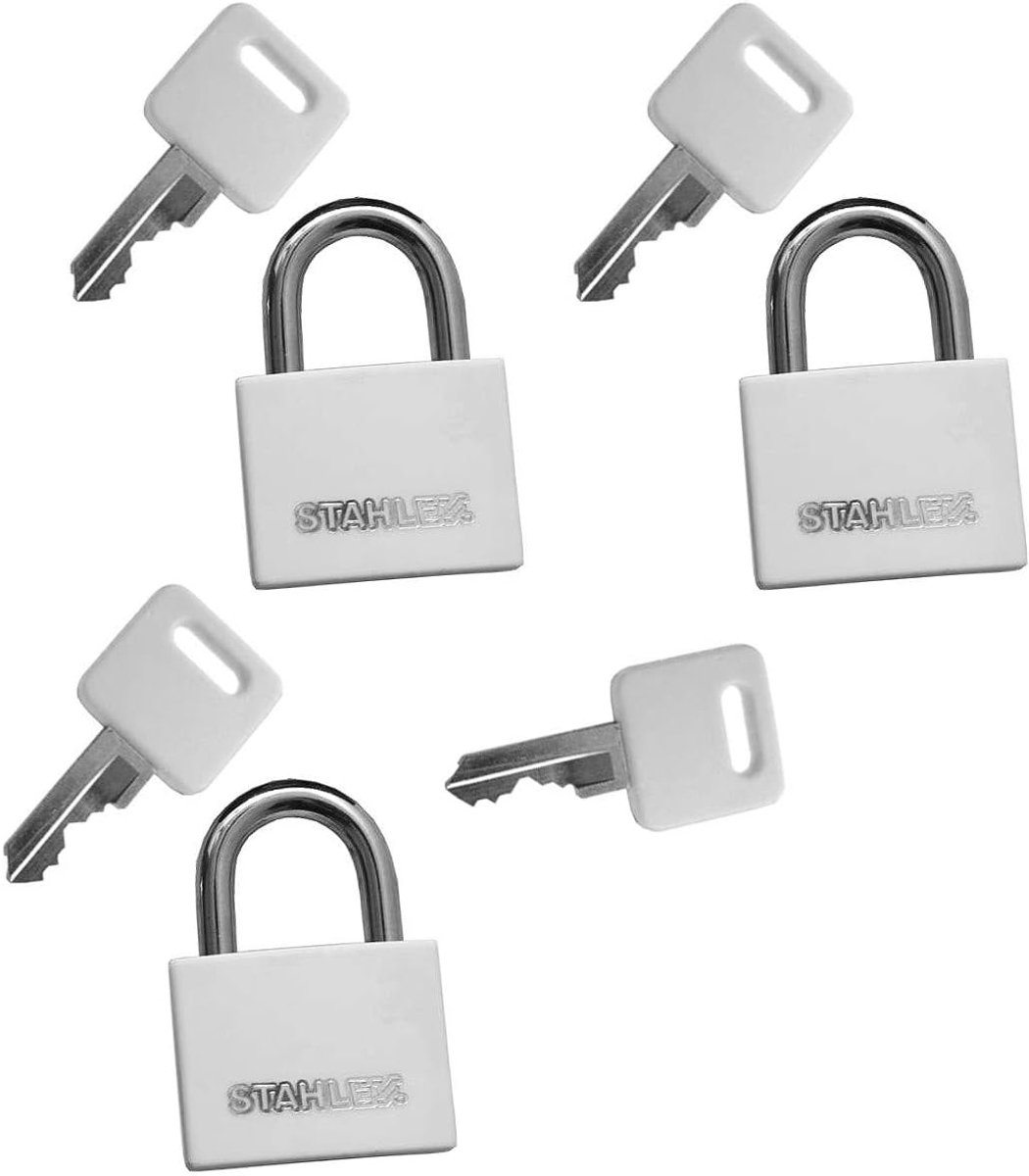 Hangslot set van 3 - 30mm - wit - inclusief 4 sleutels voor extra beveiliging - ShopVlot