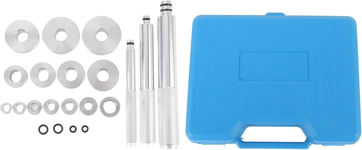 SnelShoppen - 17-delige Lagerpers Set, Universele Aluminium Lager Ringen en Seals, Installatie Kit met 14 Lager Adapters en Opbergdoos voor Motorfiets