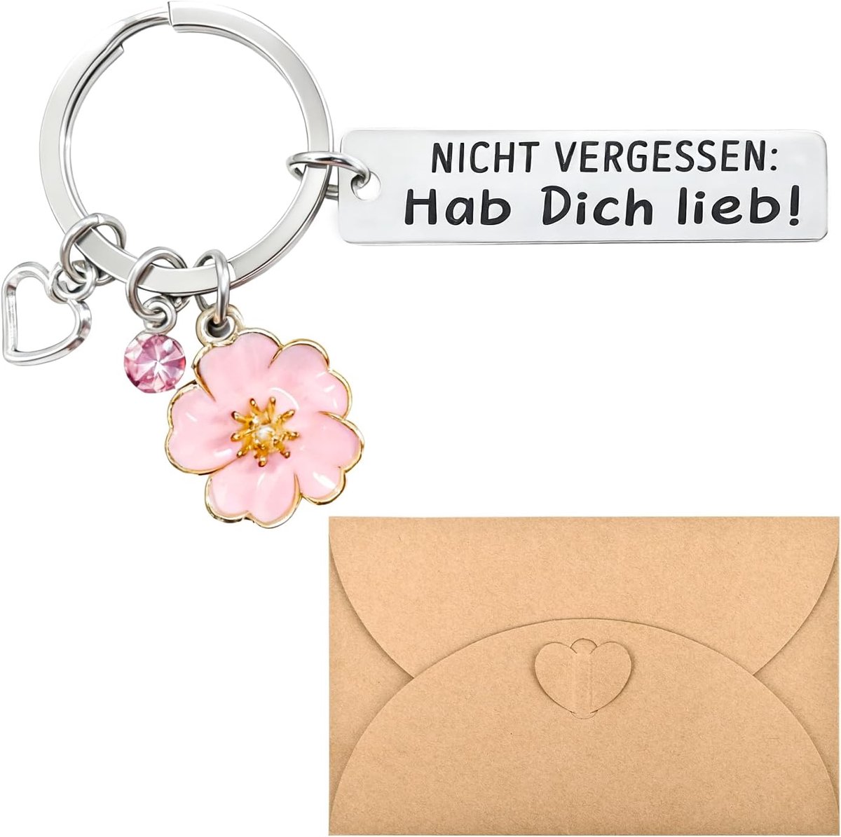 Sleutelhanger met gravure - Stijl 2 met envelop - Persoonlijk cadeau - Voor verjaardagen en beterschap - ShopVlot