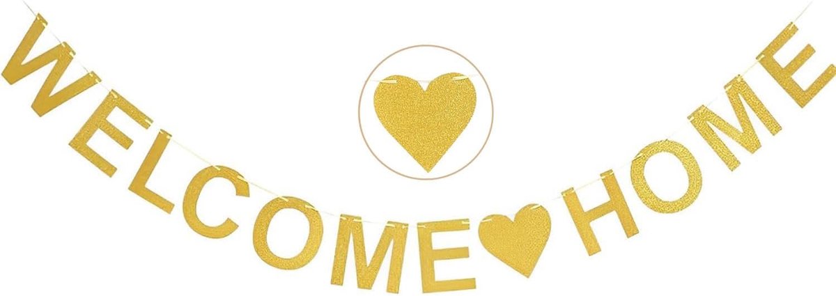Welkomstbanner 3 m - Goudkleurig papier - Duurzaam en herbruikbaar - Perfect voor familiefeesten - ShopVlot