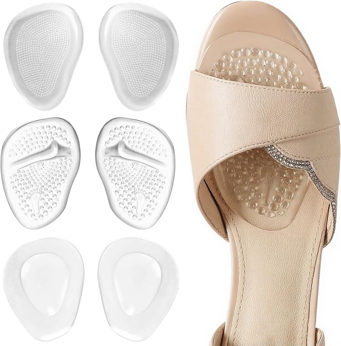 Voorvoetkussens 3 paar - Premium gelinzetstukken - Comfortabel voor dames - Ideaal voor hoge hakken - ShopVlot