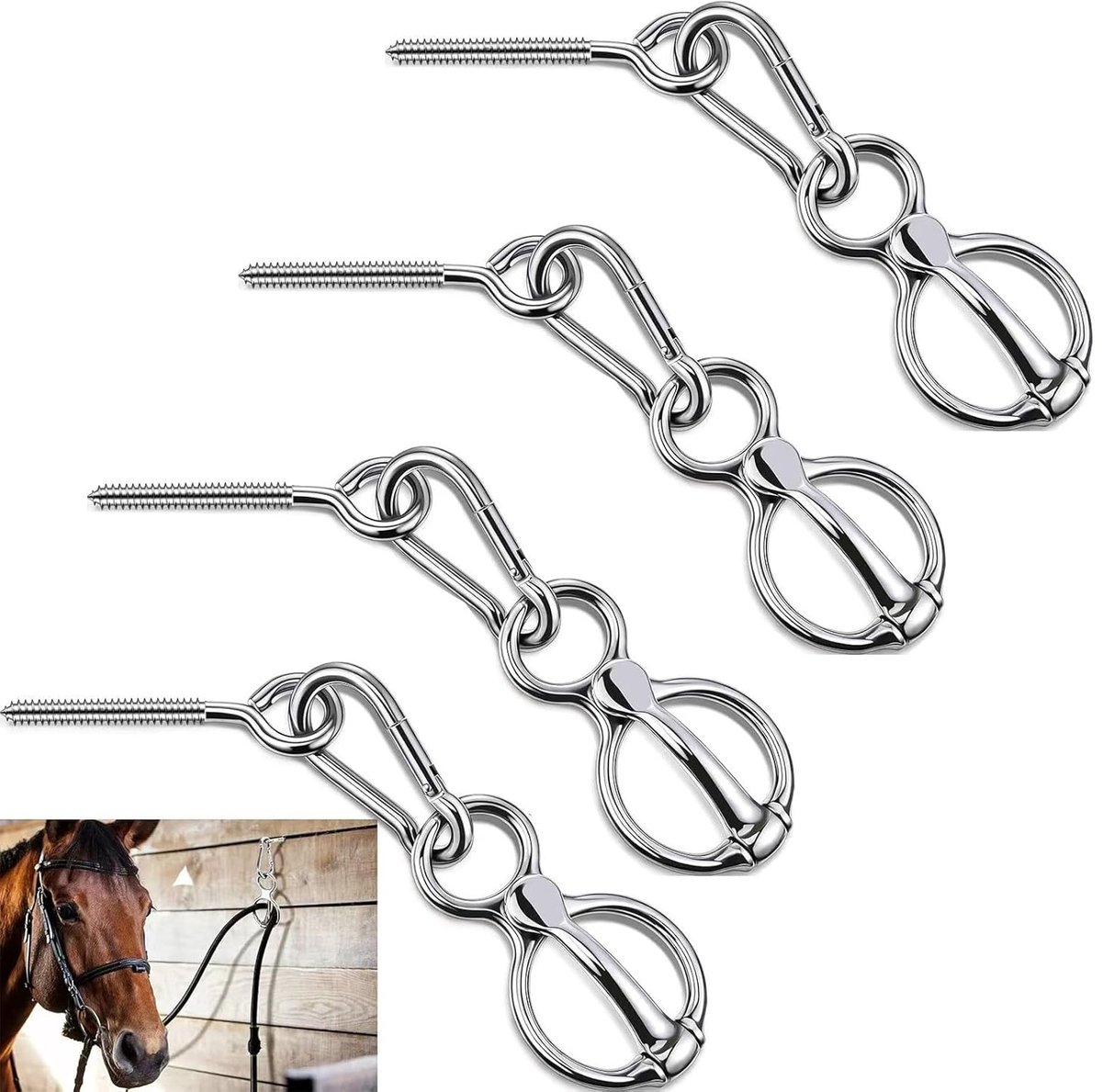 Paardendasring set van 4 - roestvrij staal - magnetische veiligheidsring - vermindert stress bij paarden - ShopVlot