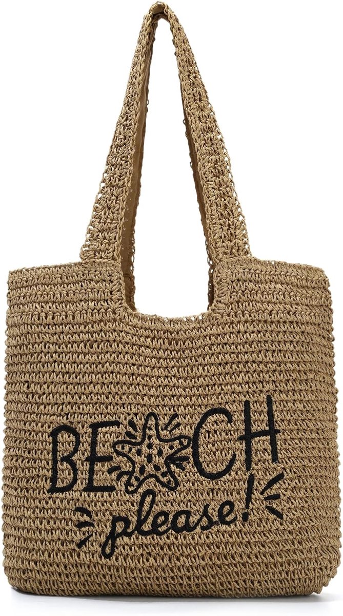 Vrouwen Stro Tote Bag - Grote Capaciteit - Weefpatroon - Ideaal voor Stranduitjes - ShopVlot