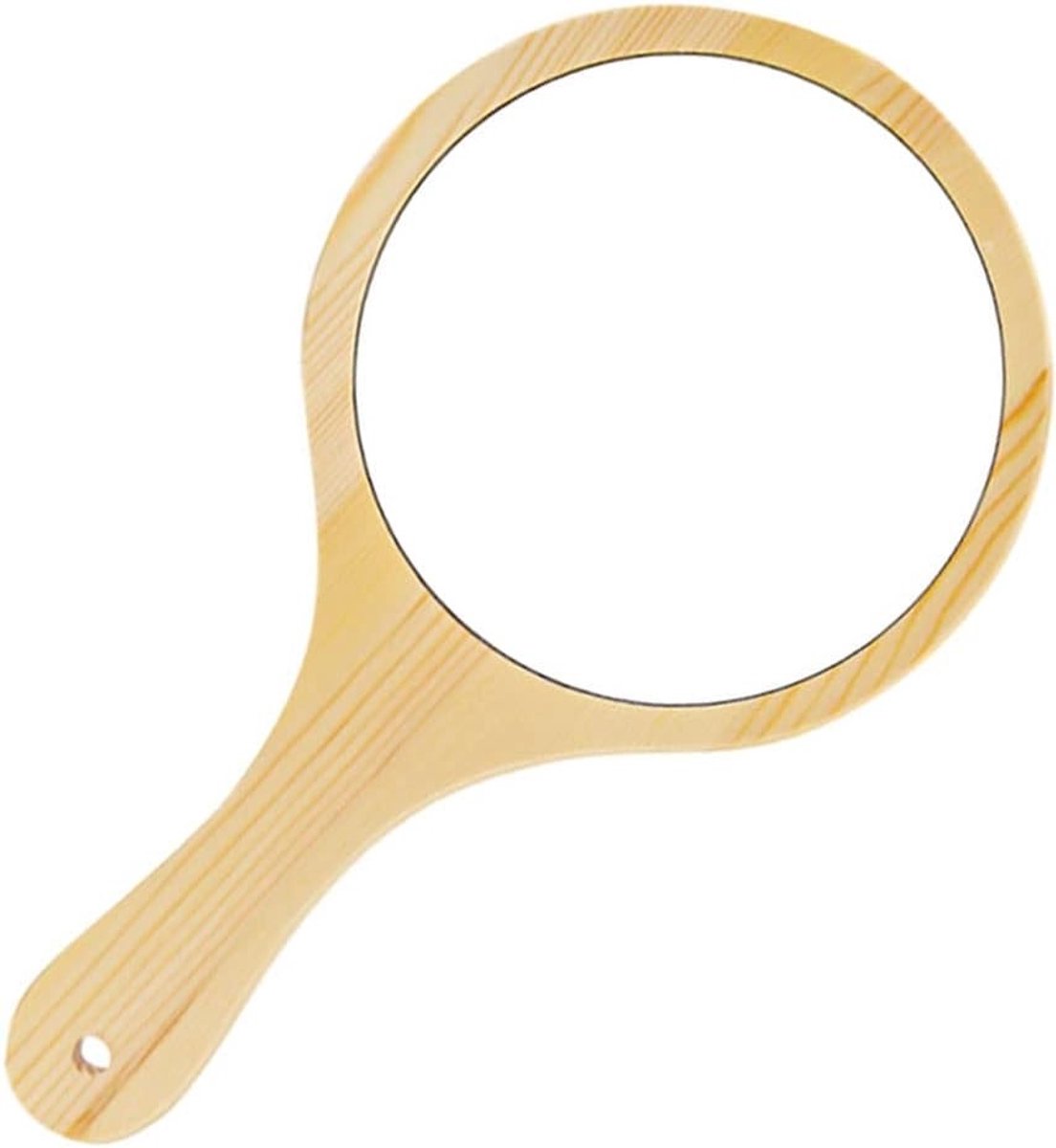 Houten handspiegel - Houtkleur - 30 x 17 cm - Massief Houten Handvat - Voor Dames en Meisjes