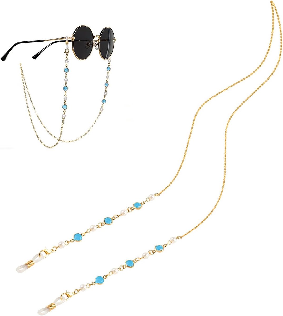 Brilketting met Rhinestones - Elegante en Stijlvolle Ketting met Parels - Geschikt voor Zonnebrillen en Leesbrillen - ShopVlot