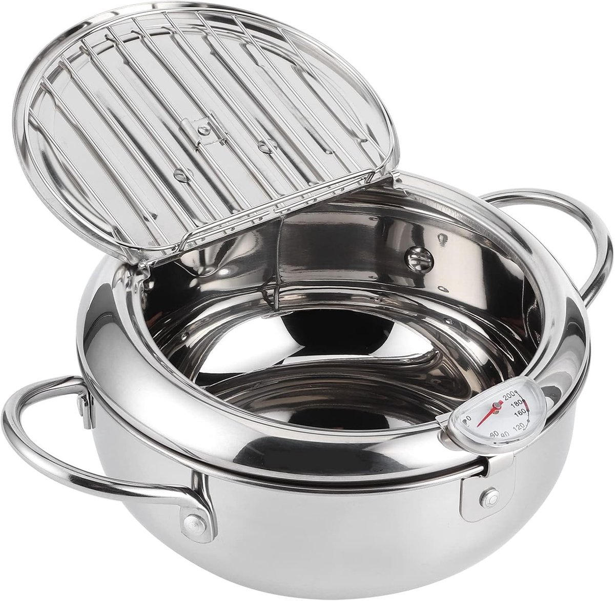 Friteuse Pot - Roestvrij staal - 20 cm - Japanse Stijl Met Thermometer - Voor Thuis Keuken