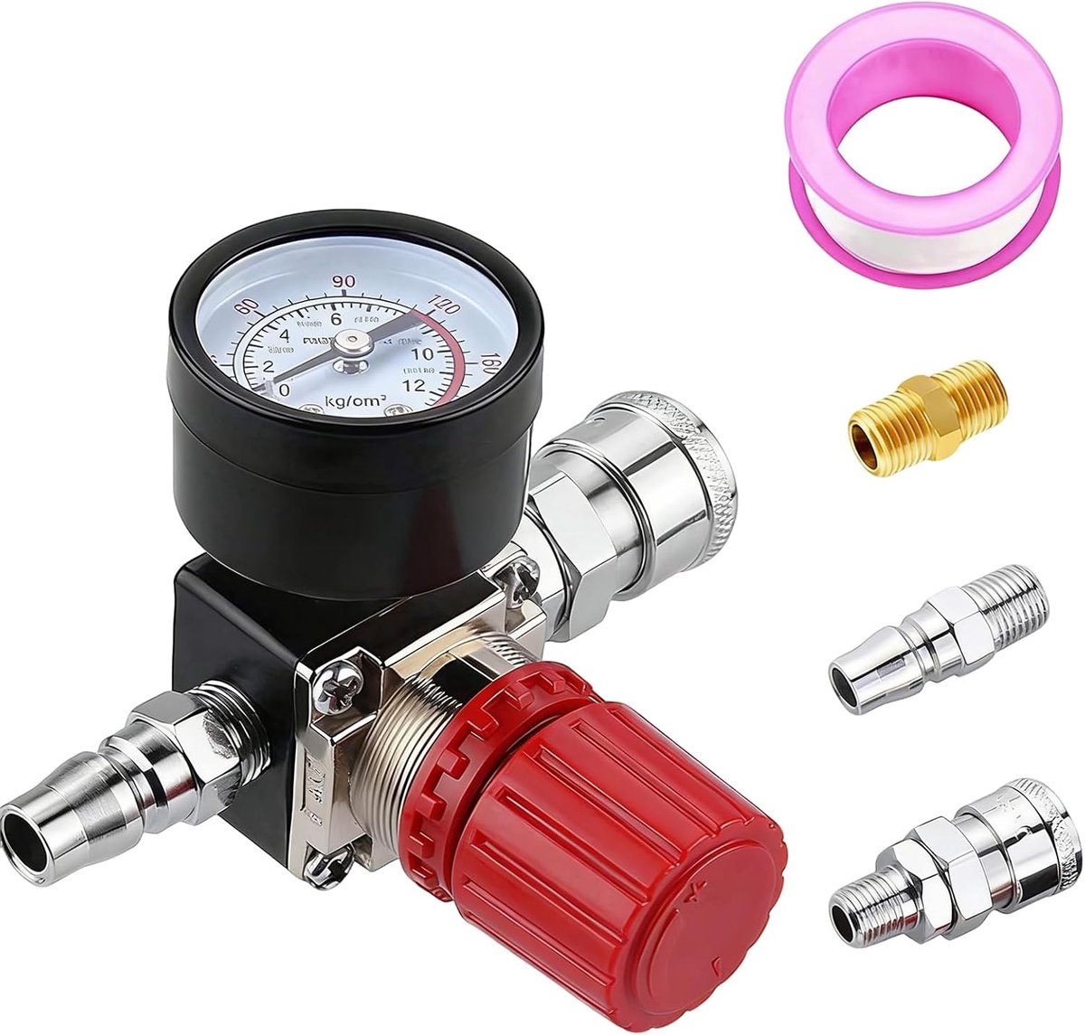 Drukregelaar 1/4 inch - Drukschakelventiel met Manometer - Voor luchtcompressor - Nauwkeurige drukbewaking - ShopVlot
