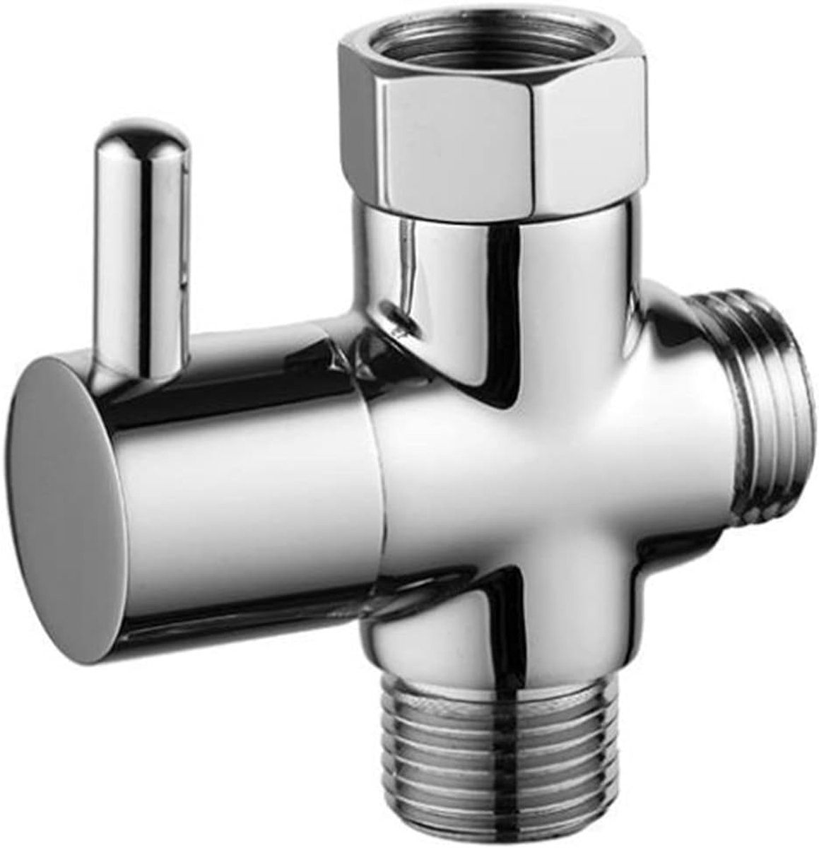 T-vormige Messing Afsluiter - Zilver - Duurzaam en Corrosiebestendig - Voor Handdouche en Vaste Stralen - ShopVlot