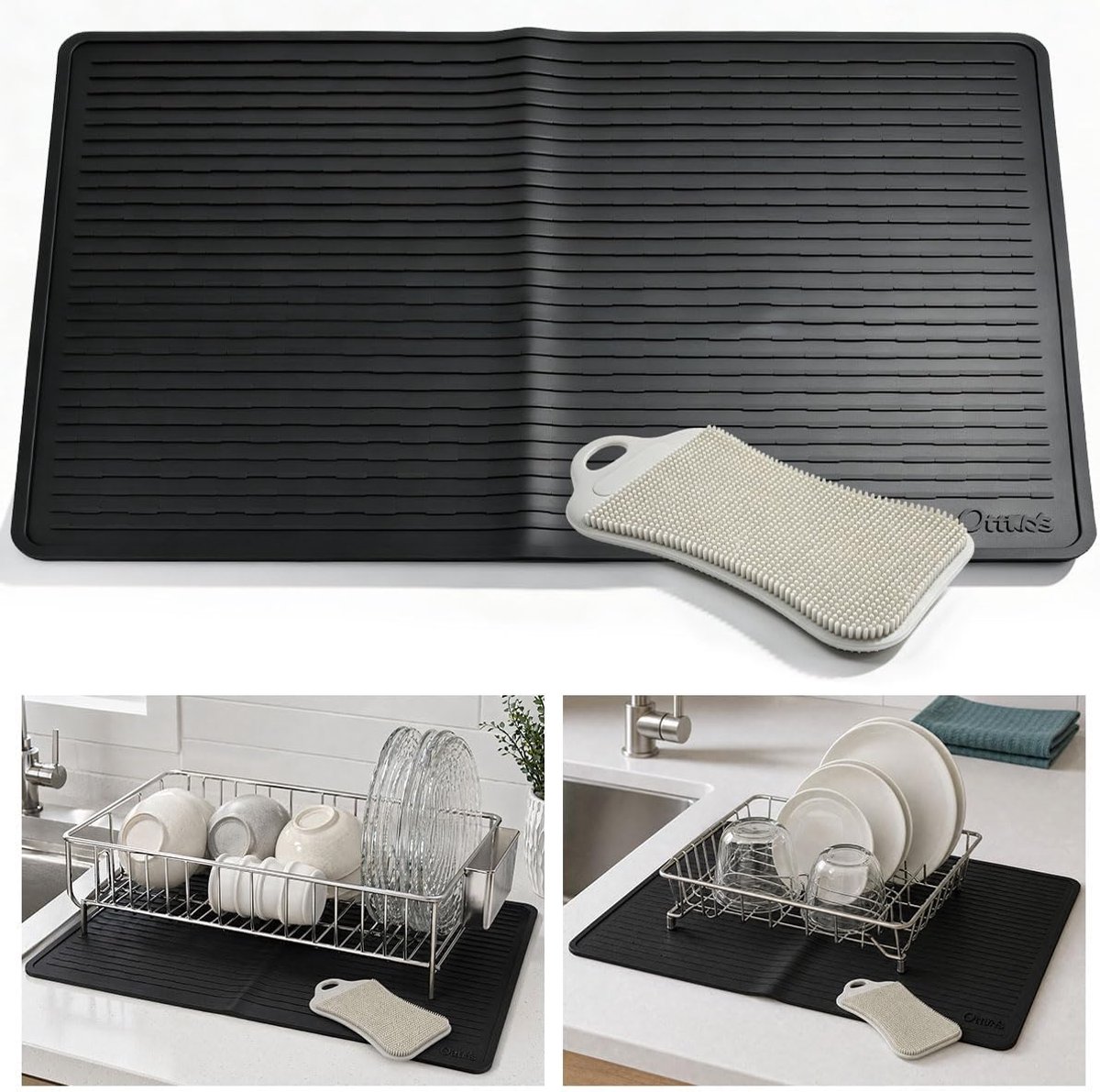 Afdruipmat 72 x 52 cm - siliconen - hittebestendig tot 220 °C - optimale luchtcirculatie voor snel drogen - ShopVlot