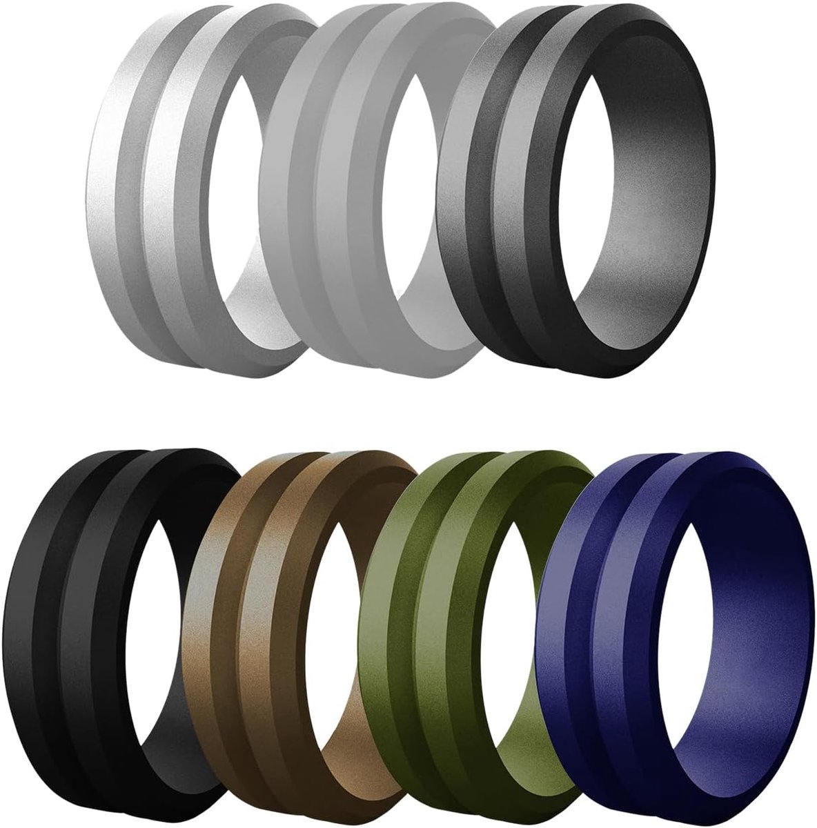 Siliconen Ring Huwelijk 7 Packs - Ademend Rubber Sportringen - Comfortabele Pasvorm voor Actieve Mannen - ShopVlot