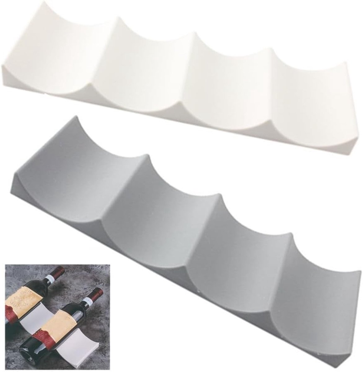 Flessenhouder voor Koelkast - Grijs - 29,5 x 2,3 x 2,3 cm - Kunststof - Voor Wijnflessen en Drankjes