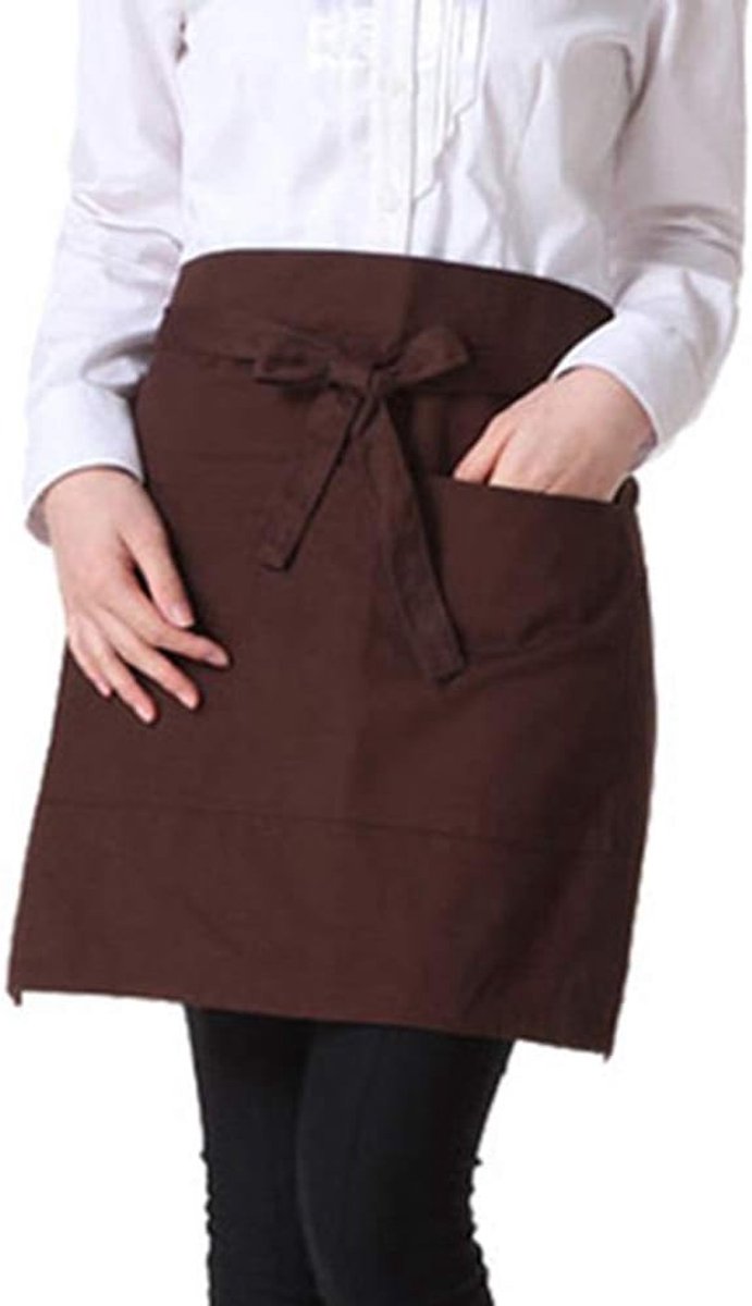 Schort met Tailleband 2 Zakjes - Katoenen Korte Schort - Voor Keuken en Restaurant - ShopVlot