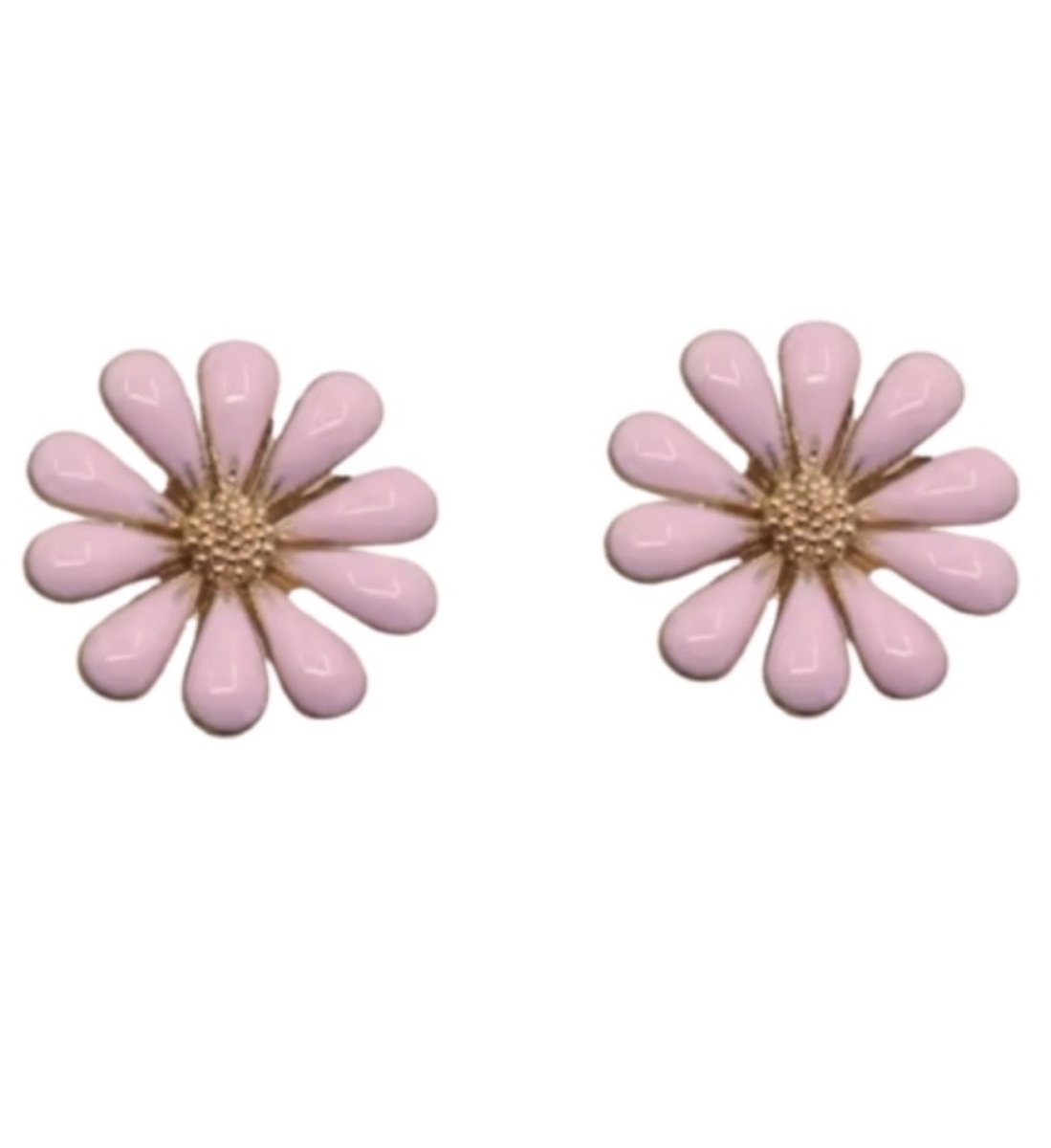 Magneet oorbellen Madelief licht roze- geen gaatje- Charme Bijoux