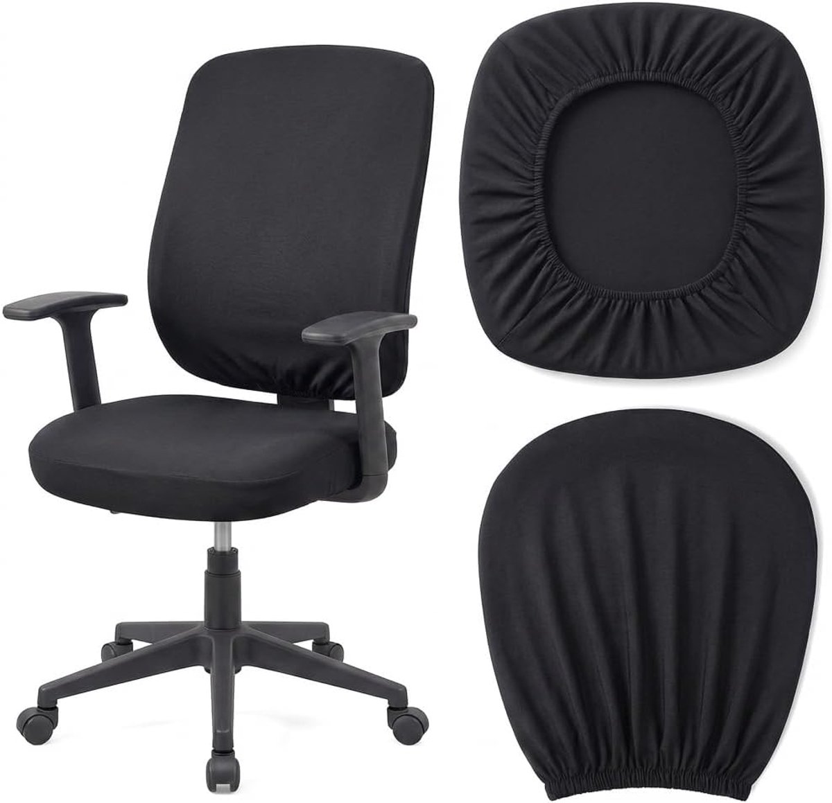 Bureaustoelhoes stretch - wasbare elastische beschermhoes - zwart - comfortabel en herbruikbaar - ShopVlot