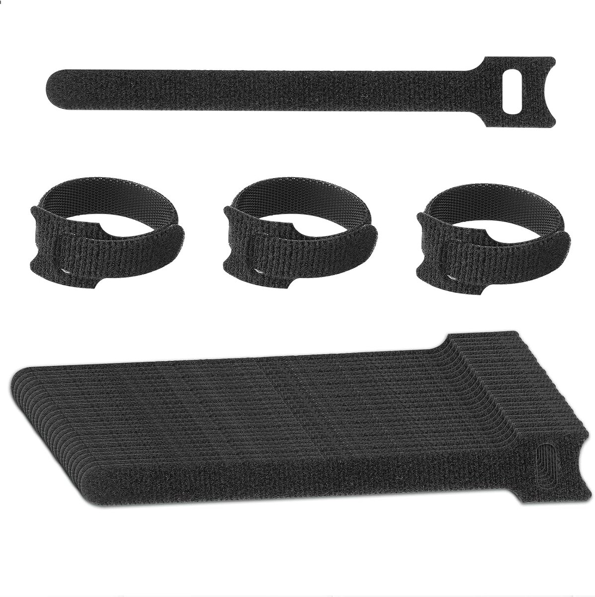 Kabelbinders Velcro 150 x 12 mm - Herbruikbaar - Zwart - Perfect voor kabelorganisatie - ShopVlot