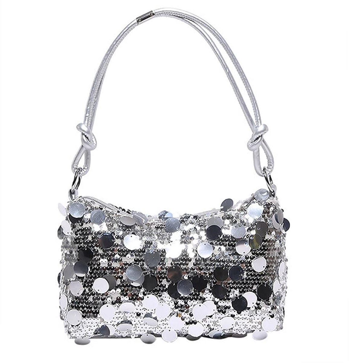 Solidchoice - Elegante Zilveren Clutch met Pailletten