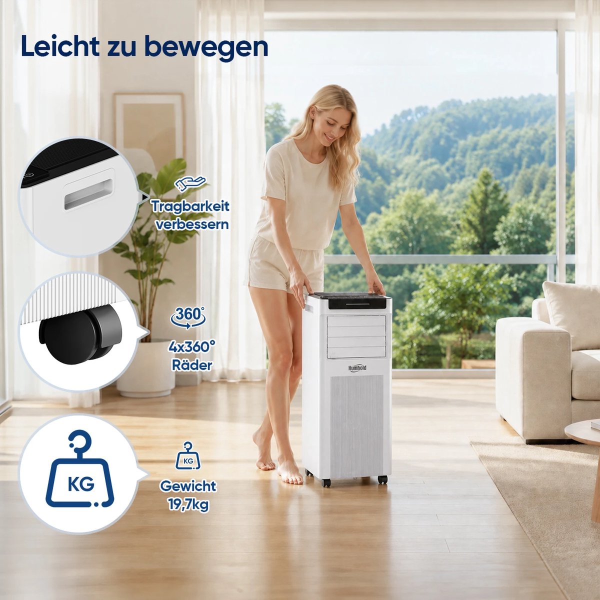 KungFu buy Mobiele airco 7000 BTU met stille slaapstand 3-in-1 airconditioner koelen ontvochtigen ventileren 2,0 kW capaciteit thumbnail 4