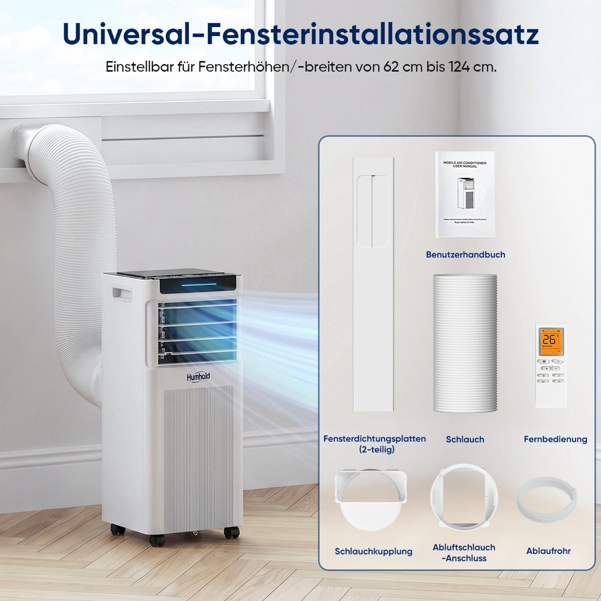 KungFu buy Mobiele airco 7000 BTU met stille slaapstand 3-in-1 airconditioner koelen ontvochtigen ventileren 2,0 kW capaciteit thumbnail 5