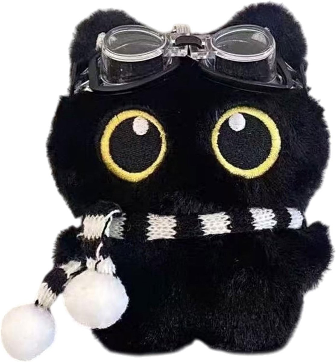 Kattensleutelhanger - schattige 3D-kattenhanger - pluizig pluche - uniek cadeau met mini-bril - ShopVlot