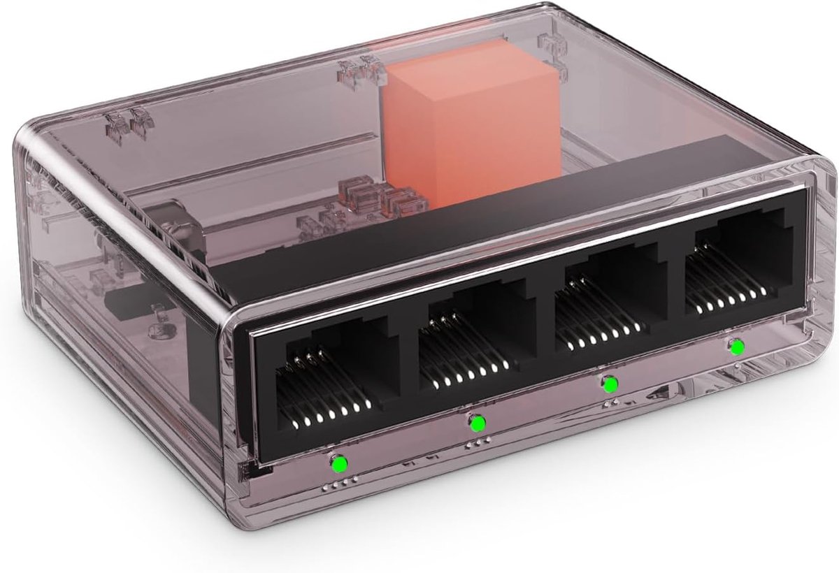 Gigabit Ethernet splitter 1 naar 4 poorten - 1000 Mbps hoge snelheid - Plug & Play voor meerdere apparaten - ShopVlot