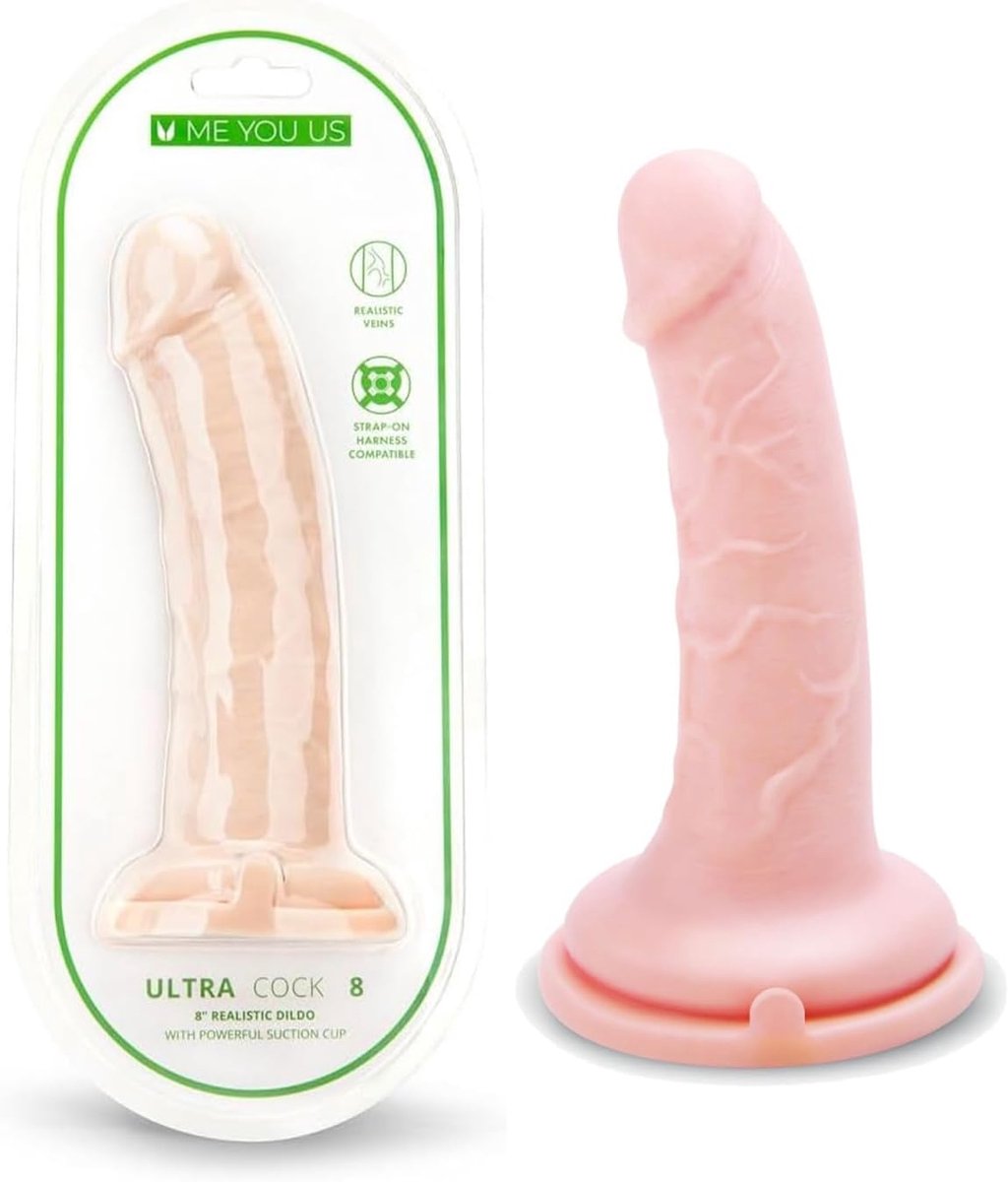 Me You Us Ultra Cock 8 Inch Realistic Vanilla Dildo with Suction Cup Base - ShopVlot