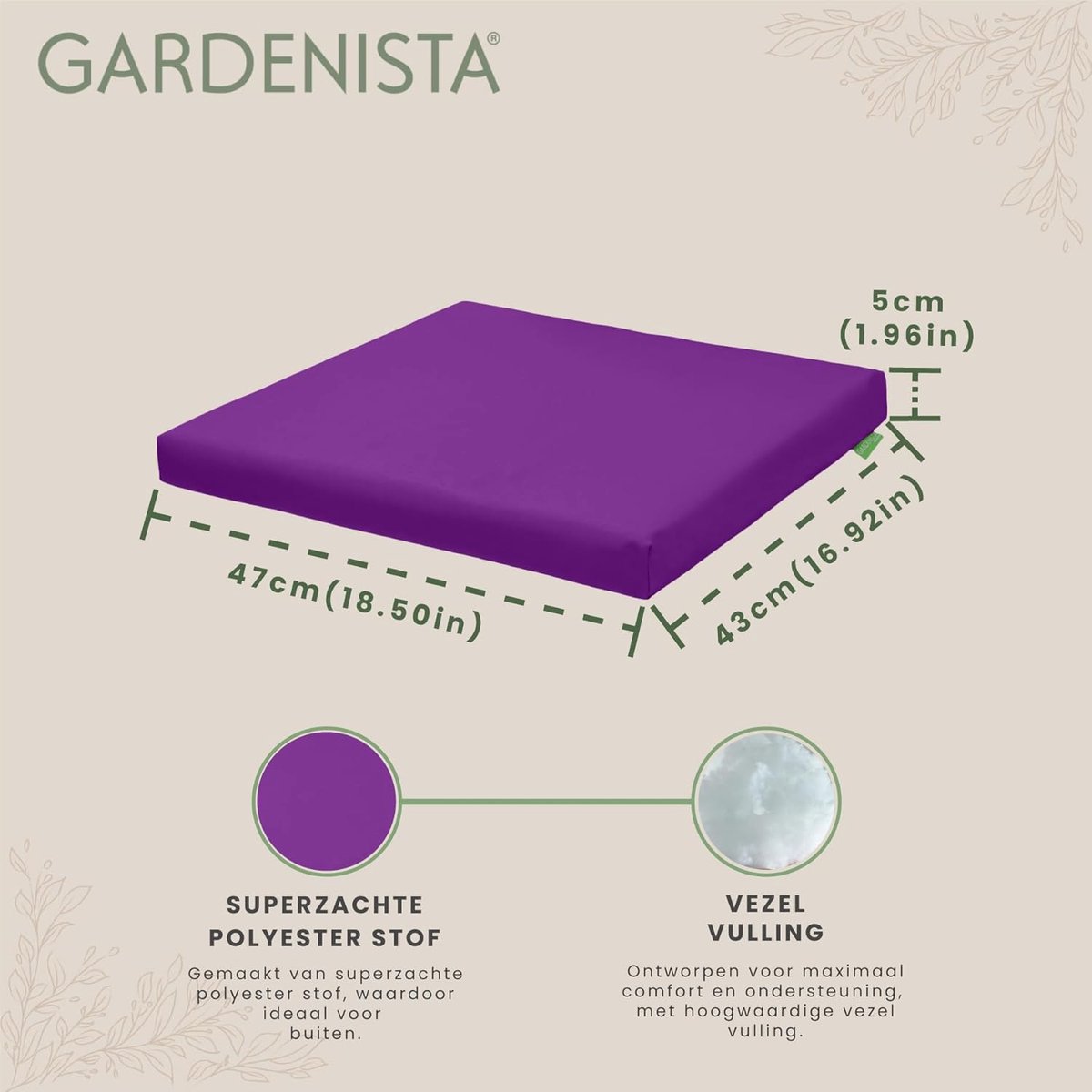 Gardenista garden cushions for rattan chair - lightweight outdoor furniture replacement cushion - ShopVlot