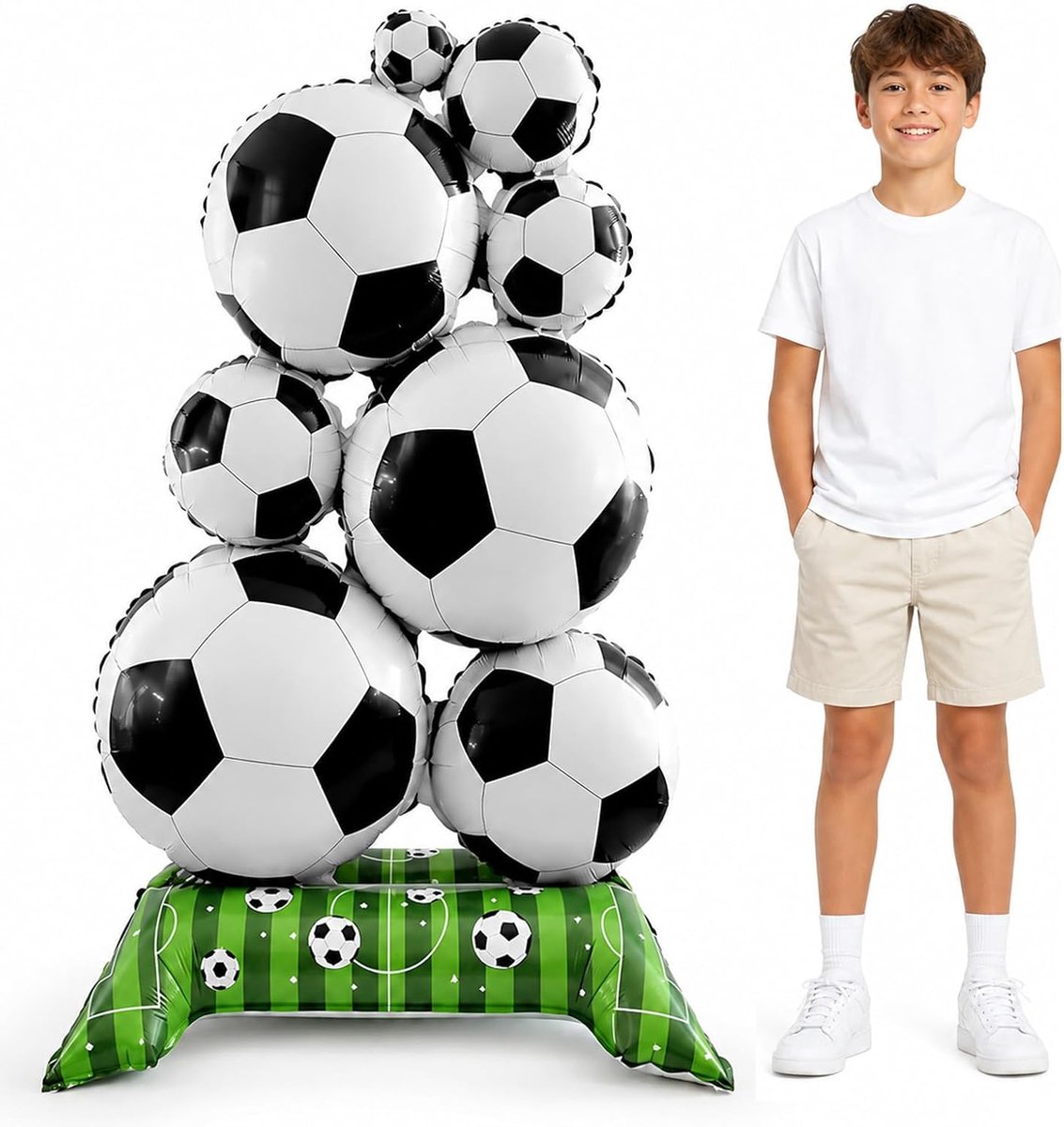 ALEGRE® Football Balloon XXL 3D Foil Balloon, Soccer, Standing Football Decoration, Children's Birthday, 150 x 83 cm - ShopVlot