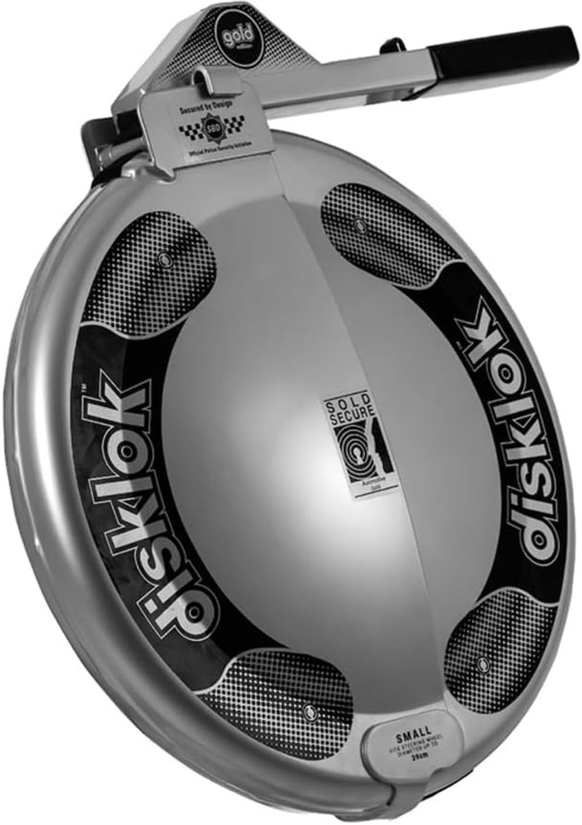 Disklok Steering Wheel Lock 'Gold Edition' - Size Small - 35-39 cm - Silver - ShopVlot