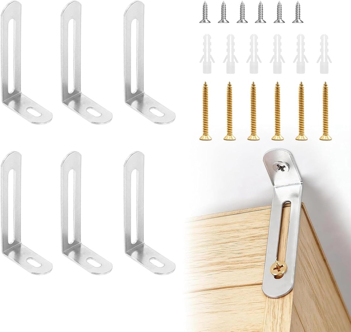 Deze L Beugel en Wandbeugels voor Planken Set van 6 Ondersteunt Stevig - ShopVlot