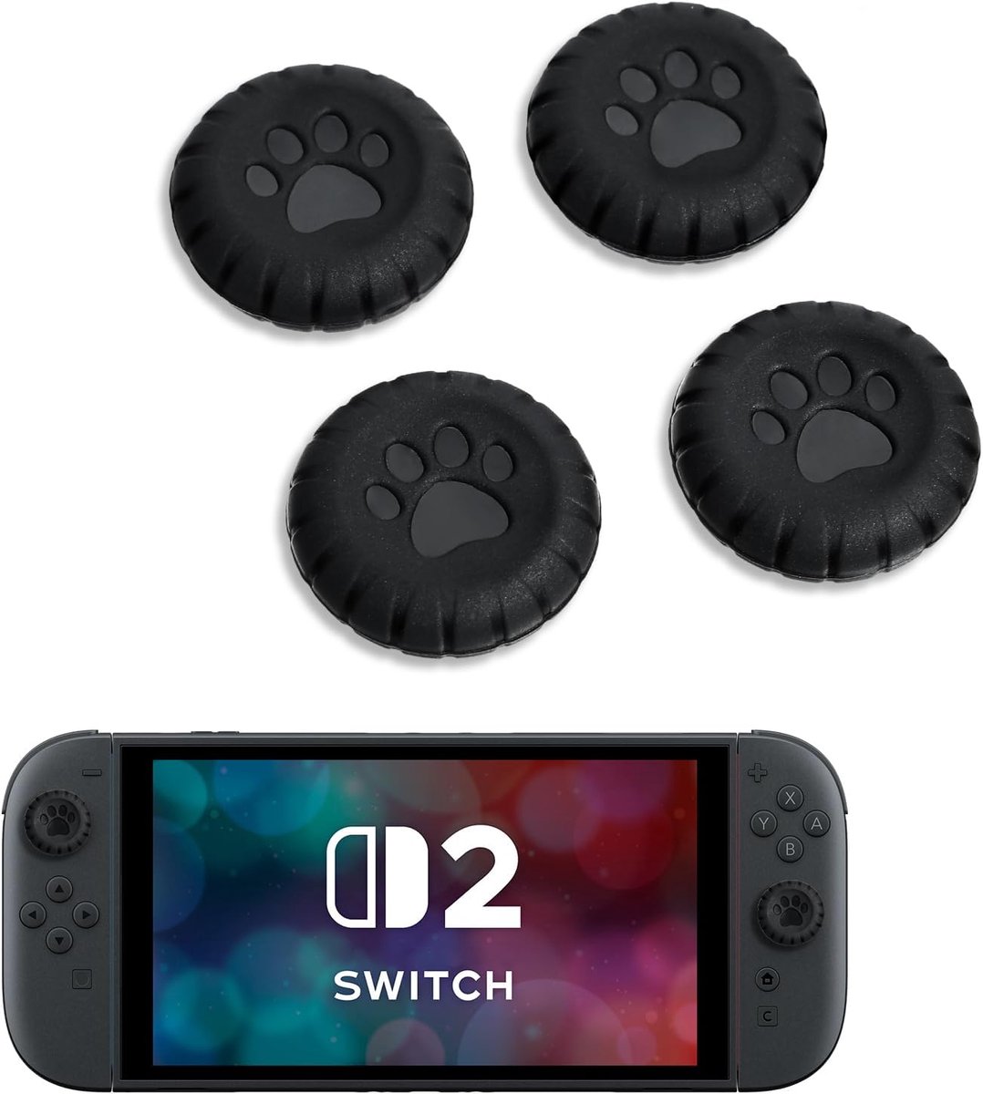DLseego Thumb Grips Compatible with Switch 2, 4PCS Cat Paw Design Ergonomic Joystick Cap, Silicone Anti-slip - ShopVlot