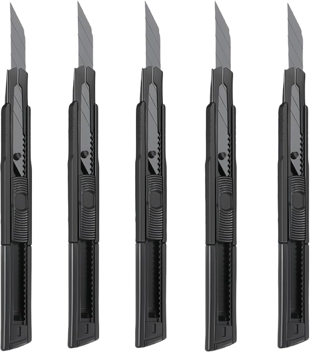 OhanaBeach® Cutter Knife Set of 5 (9 mm) for Cutting Paper and Cardboard, Professional Paper Cutter, Retractable - ShopVlot