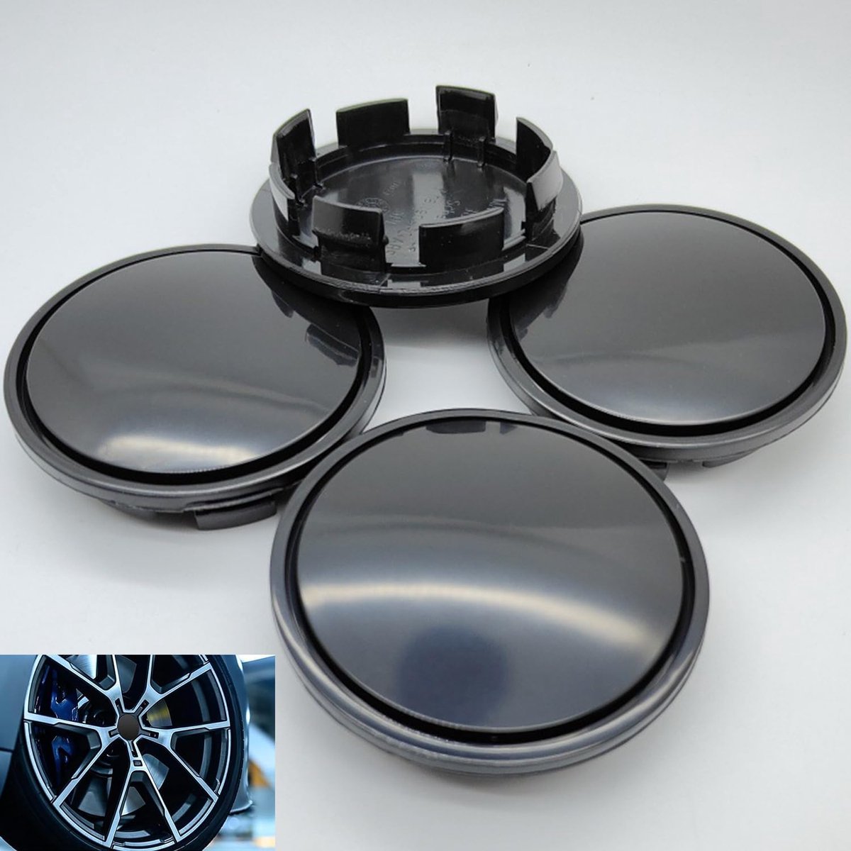 Pack of 4 hub caps, suitable for VW and Audi aluminium rims (outer diameter 65 mm, inner diameter 56 mm), made of ABS - ShopVlot