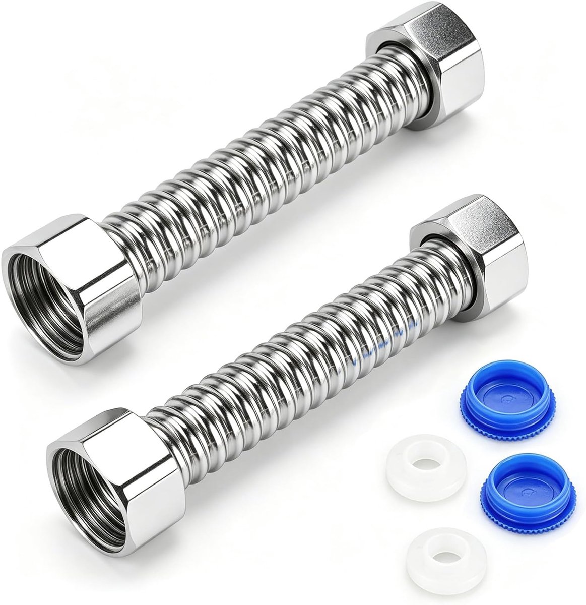 2 stuks gegolfde buizen van roestvrij staal, 10 cm druk en corrosie, flexibele slang van roestvrij staal, blaasbalg - ShopVlot